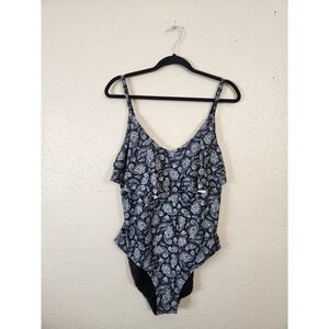 Primark Multicolor Paisley Printed Swimsuit Ruffle One Piece‎ Bathing Suit US 12